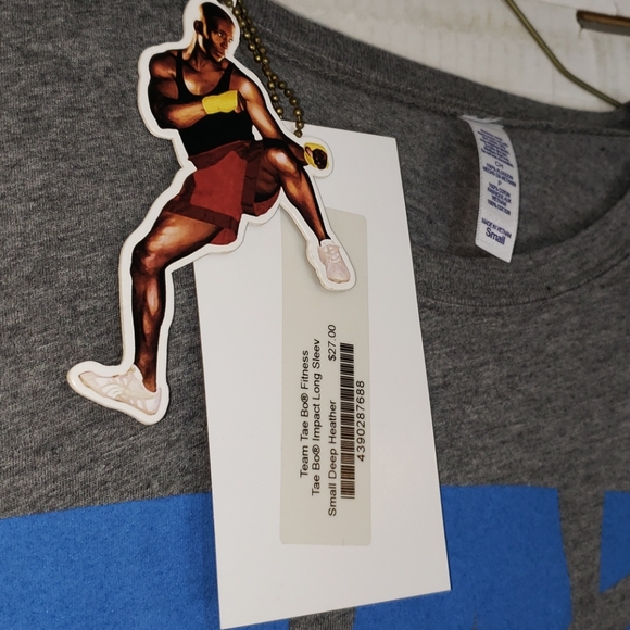 Heather Tae Bo Impact Kicking Man Text L/S shirt - Picture 3 of 4